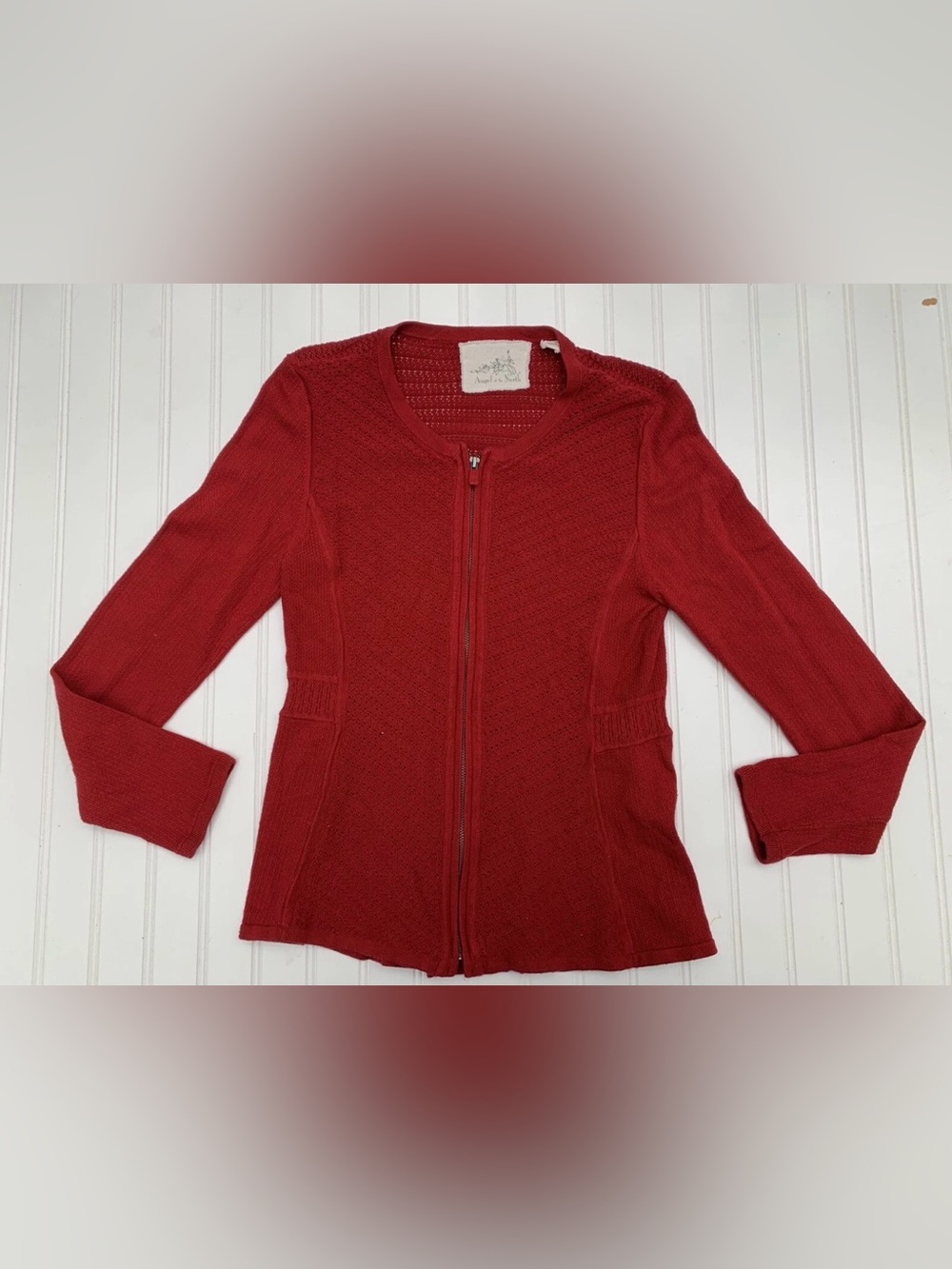 Anthropologie Angel of the North Zip Front Cardigan Sweater Medium Red. 275
